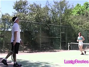 Tennis coach schlongs ultra-kinky teenagers on the court